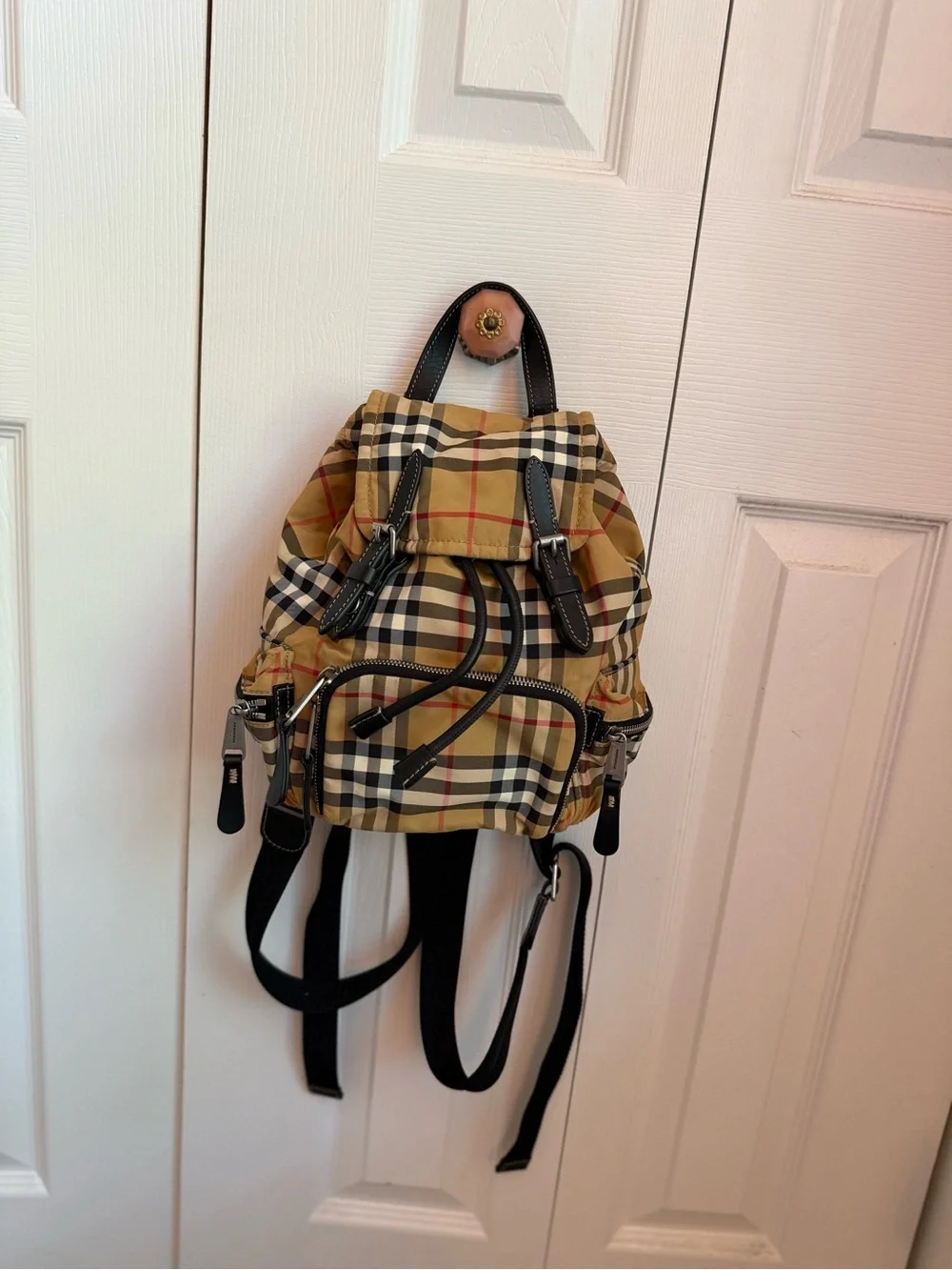Vintage Burberry Checkered Beige Plaid Mini Backpack